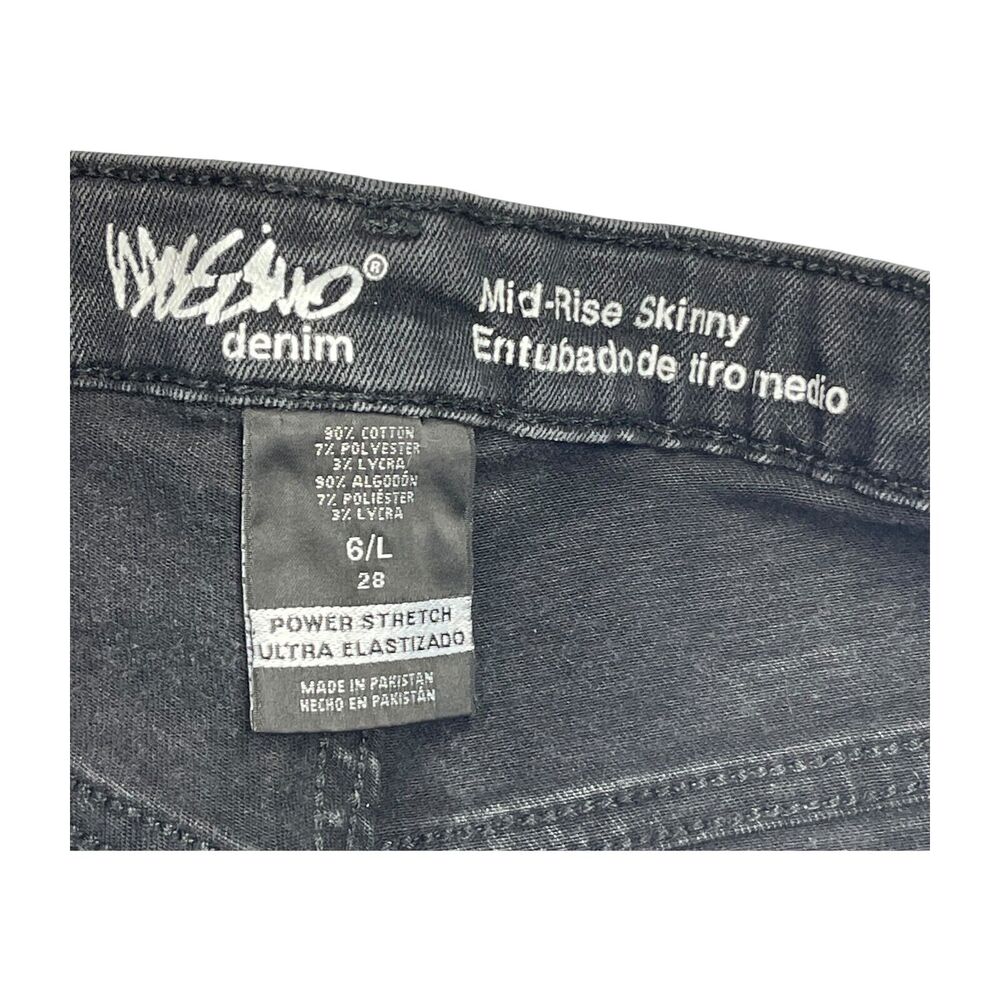 Mossimo Jeans Women's 6/Large Black Denim Cotton Skinny Leg Mid-Rise Zip Fly - Picture 4 of 7